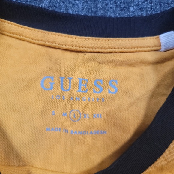 Guess Mens Yellow Short Sleeve Crew Neck Pullover T-Shirt Size Large - Picture 2 of 11